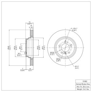 BMW 335I Brake Rotor (1) - Front - R1 Concepts - Plain - `07-`15